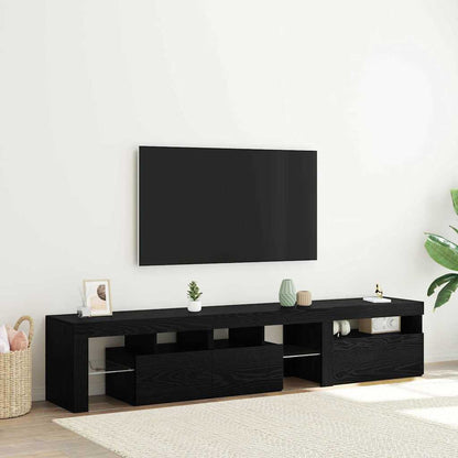 TV Cabinets with LED Lights 2 pcs Black Oak Large