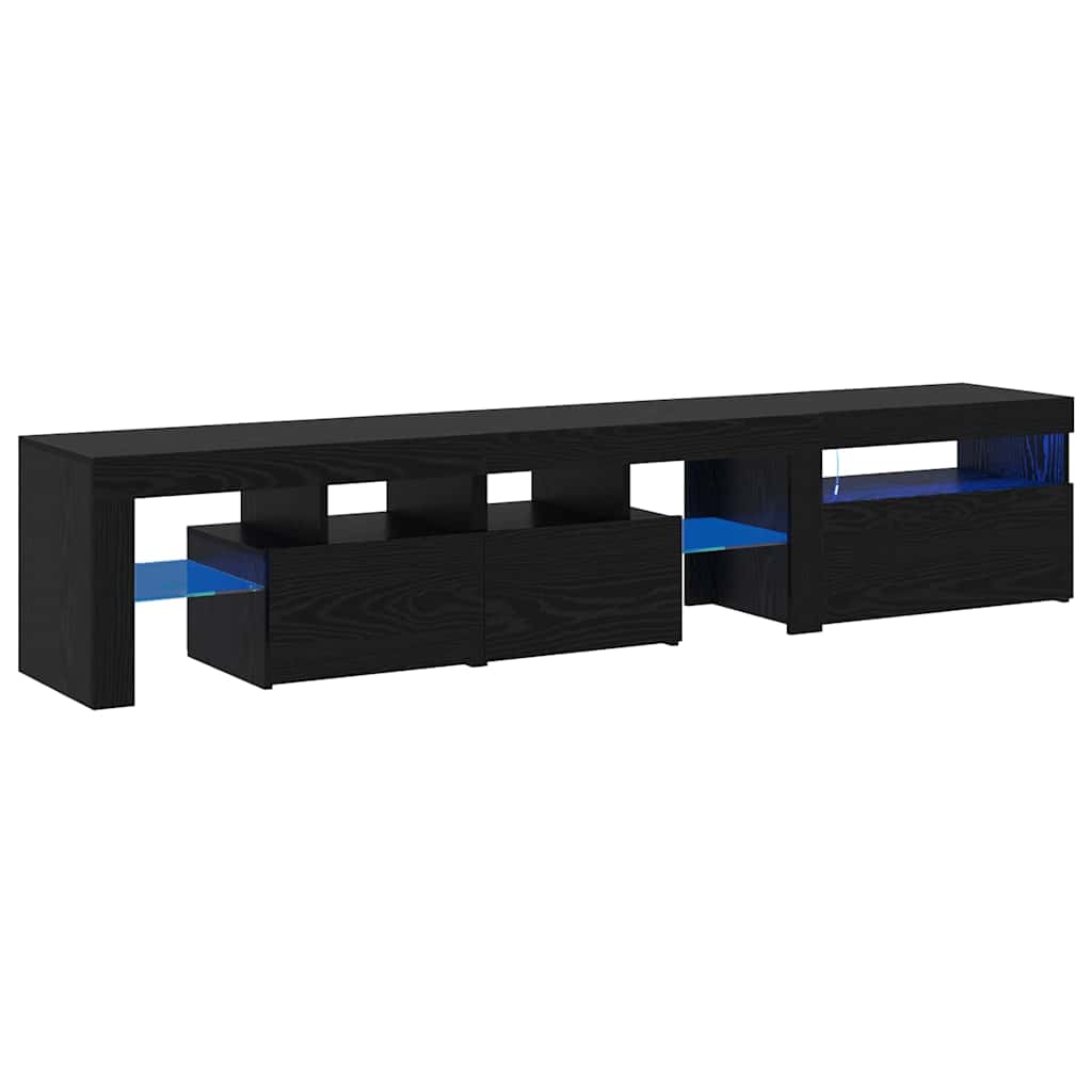 TV Cabinets with LED Lights 2 pcs Black Oak Large