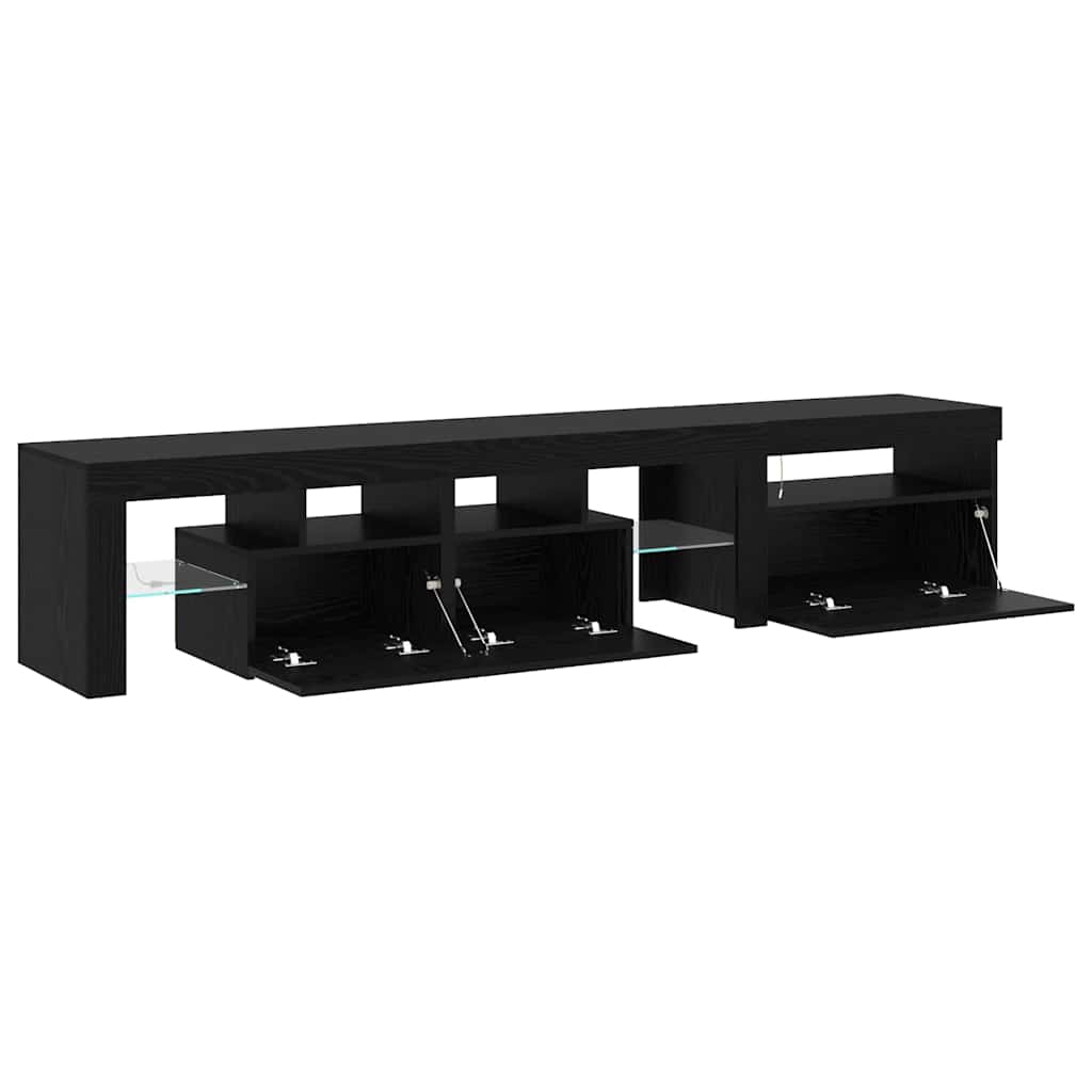 TV Cabinets with LED Lights 2 pcs Black Oak Large