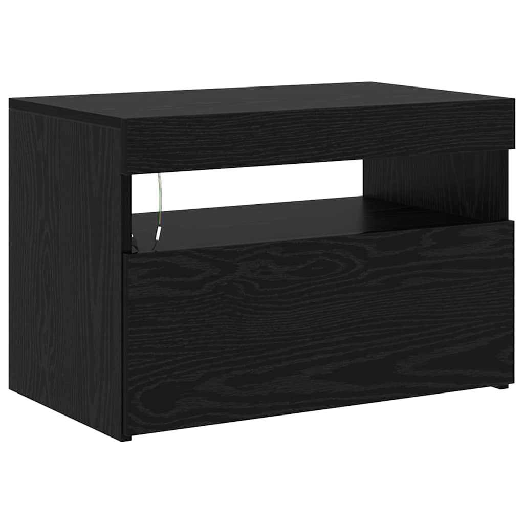 TV Cabinets with LED Lights 2 pcs Black Oak Large