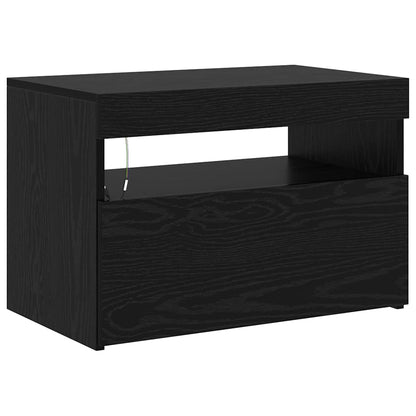 TV Cabinets with LED Lights 2 pcs Black Oak Large