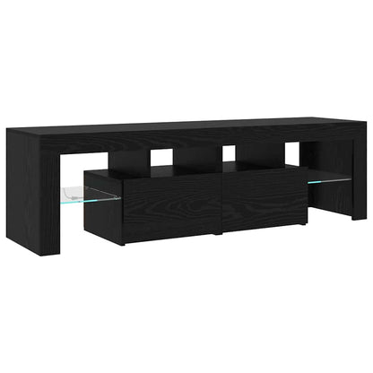 TV Cabinets with LED Lights 2 pcs Black Oak Large