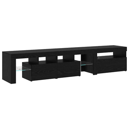 TV Cabinets with LED Lights 2 pcs Black Oak Large