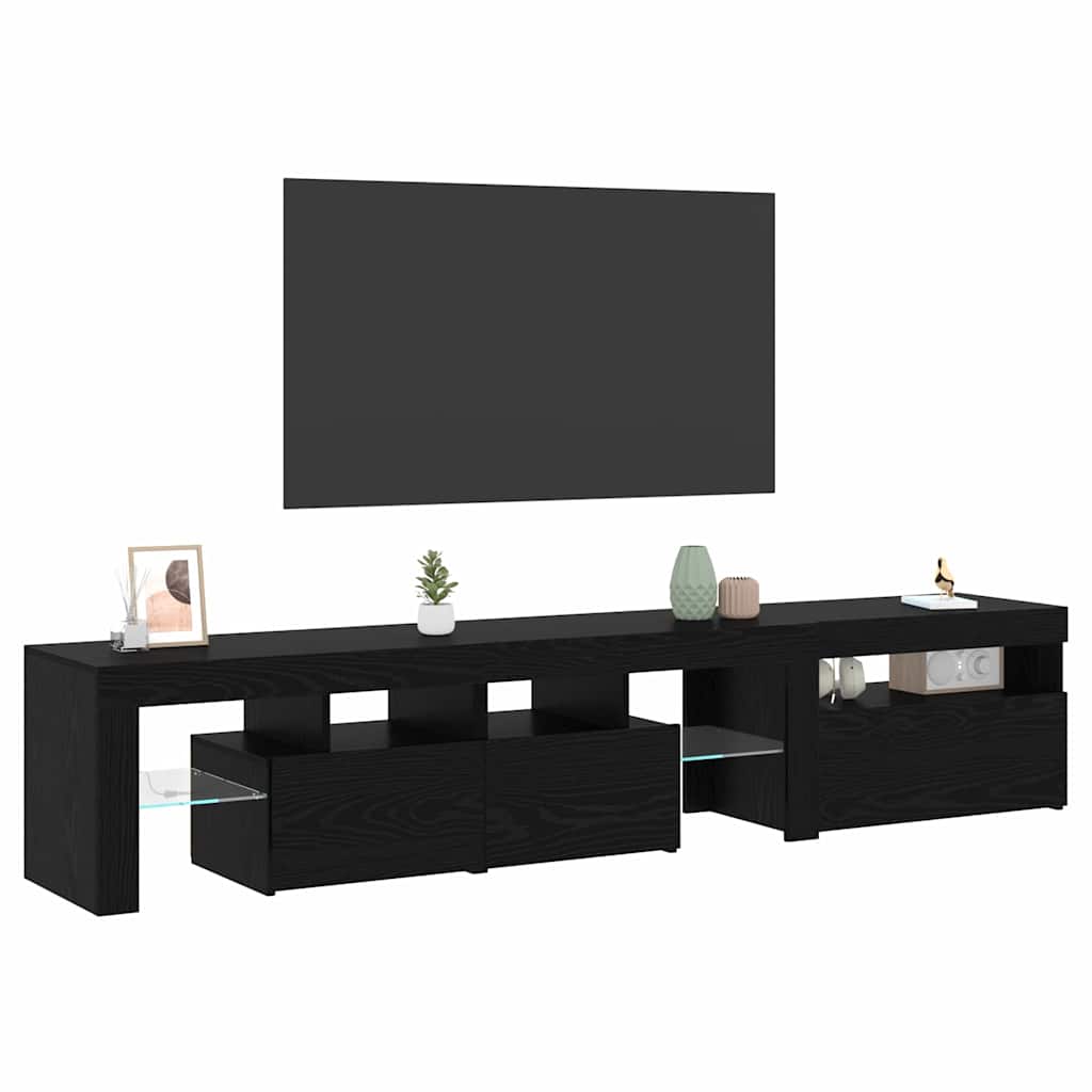 TV Cabinets with LED Lights 2 pcs Black Oak Large