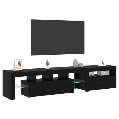 TV Cabinets with LED Lights 2 pcs Black Oak Large