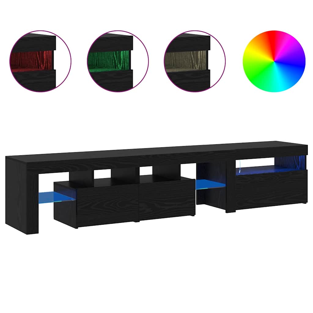 TV Cabinets with LED Lights 2 pcs Black Oak Large