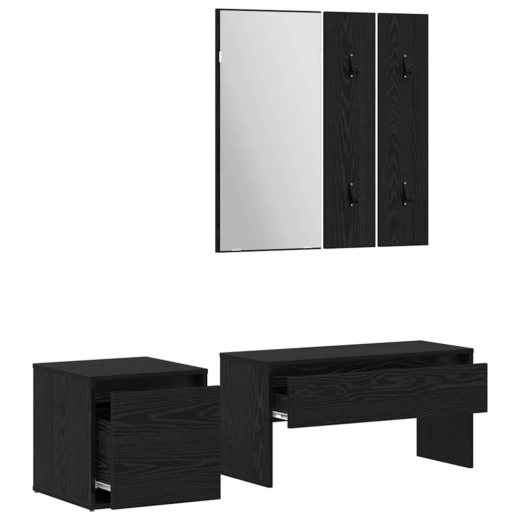 Hallway Furniture Set 3 pcs Black oak 80 x 31 x 40 cm