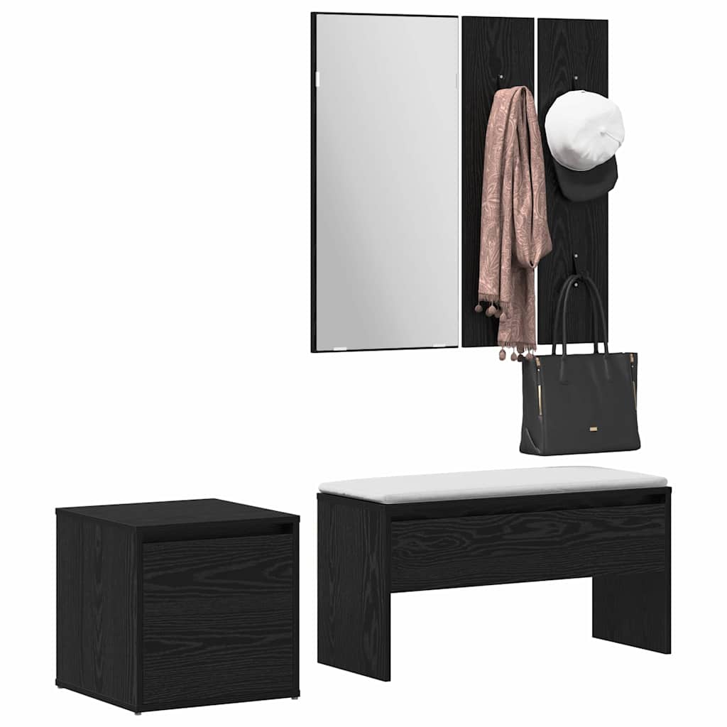 Hallway Furniture Set 3 pcs Black oak 80 x 31 x 40 cm