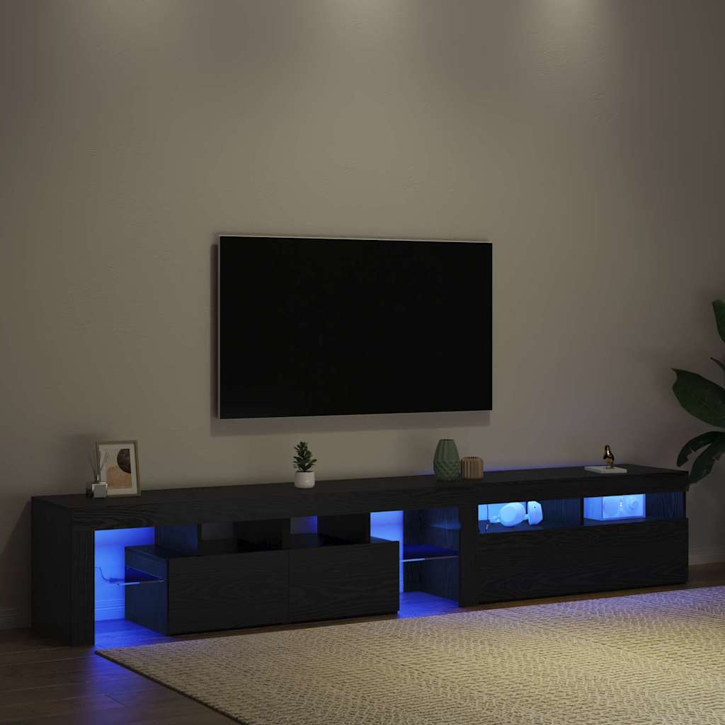 TV Cabinets 2 pcs Black oak 290 x 36.5 x 40 cm Engineered wood