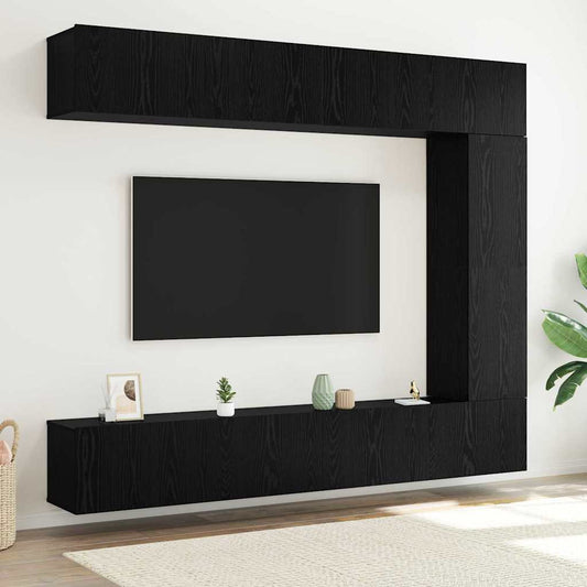 TV Cabinet Set 5 pcs Black oak 100 x 30 x 30 cm Engineered wood