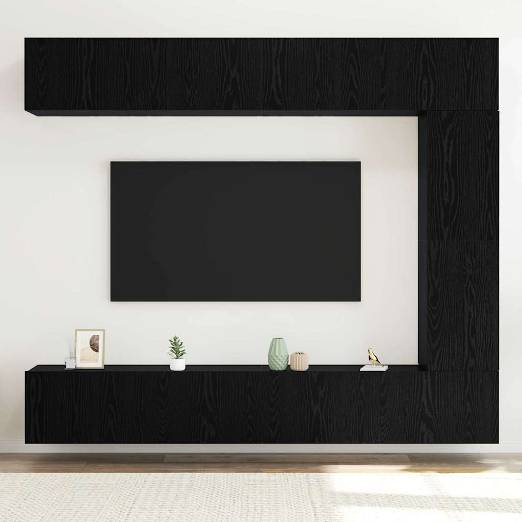 TV Cabinet Set 5 pcs Black oak 100 x 30 x 30 cm Engineered wood
