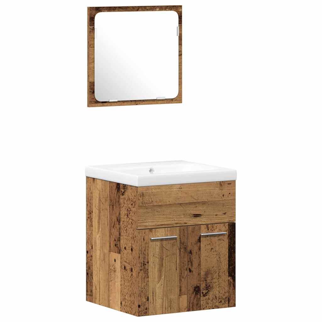 Bathroom Furniture Set 3 pcs Old Wood 41 x 38.5 x 46 cm
