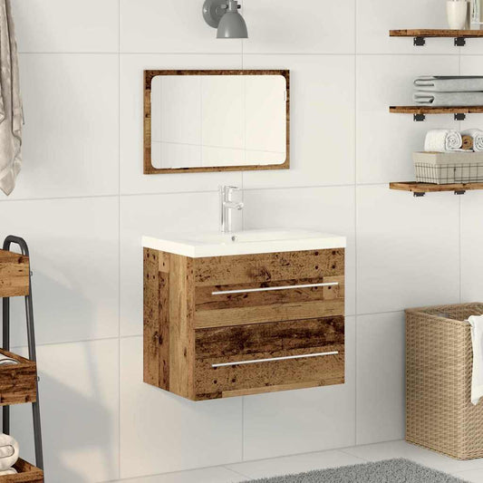 Sink Cabinet with Basin 2 pcs Old Wood 60 x 38.5 x 48 cm