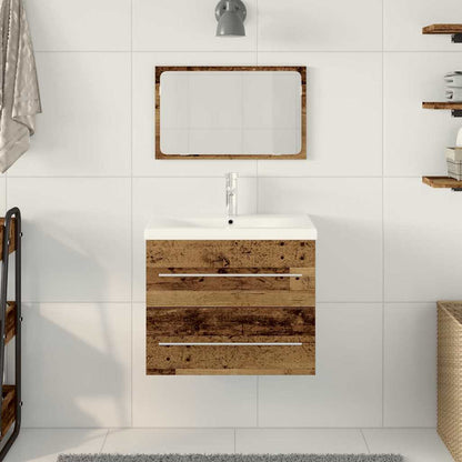 Sink Cabinet with Basin 2 pcs Old Wood 60 x 38.5 x 48 cm