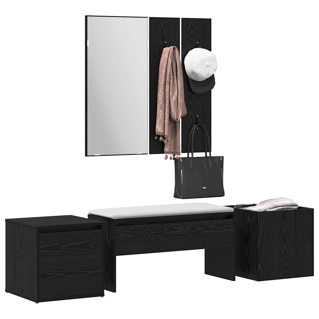 Hallway Furniture Set 6 pcs Black oak 80 x 31 x 40 cm