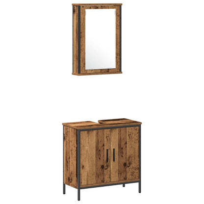 Bathroom Furniture Set with Door 3 pcs Brown 33 x 33 x 120.5 cm
