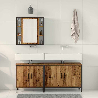 Bathroom Furniture Set with Shelf 3 pcs Brown 60 x 16 x 60 cm