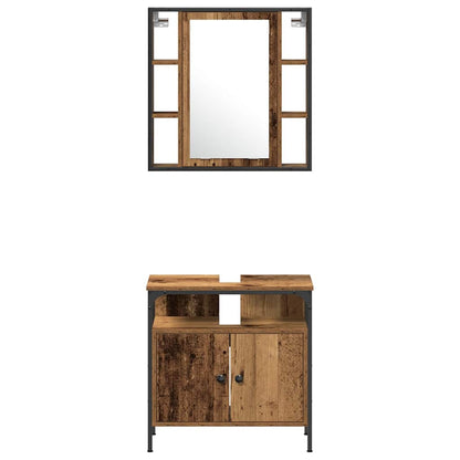 Bathroom Furniture Set with Shelf 3 pcs Brown 60 x 30 x 60 cm