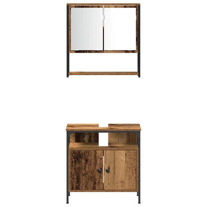 Bathroom Furniture Set with Door 3 pcs Brown 33 x 33 x 120.5 cm