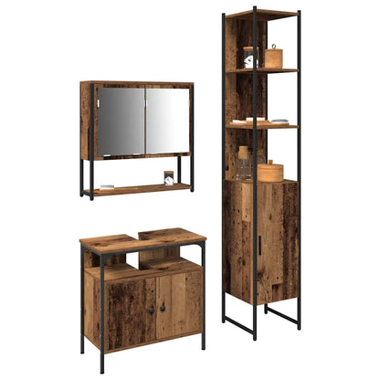Bathroom Furniture Set 3 pcs Old wood 33 x 33 x 185.5 cm