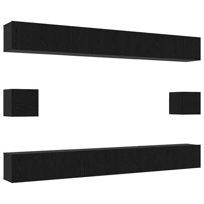 TV Cabinet Set 8 pcs Black oak 100 x 30 x 30 cm Engineered wood