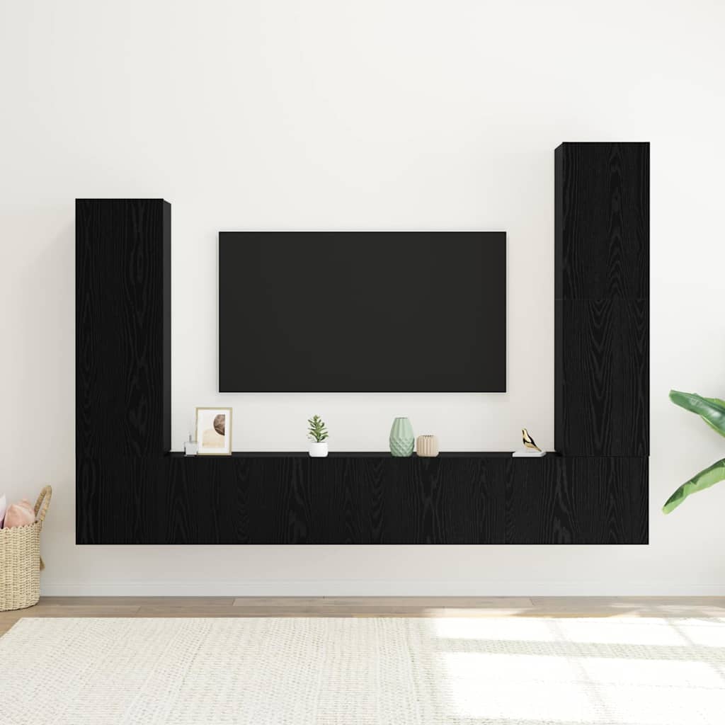 TV Cabinet Set Wall-mounted 4 pcs Black oak 30.5 x 30 x 110 cm