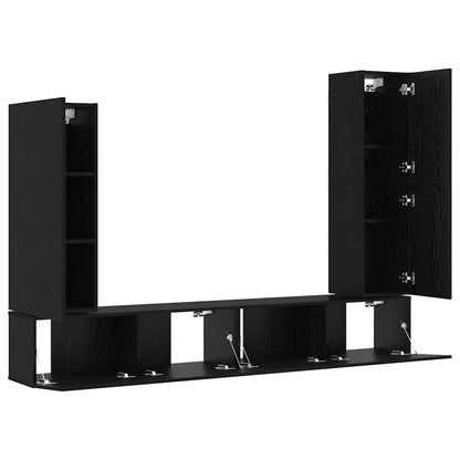 TV Cabinet Set Wall-mounted 4 pcs Black oak 30.5 x 30 x 110 cm
