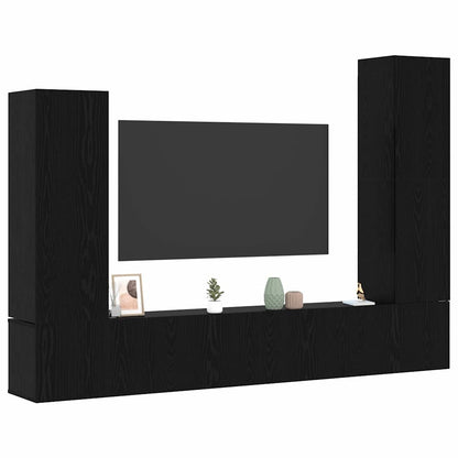 TV Cabinet Set Wall-mounted 4 pcs Black oak 30.5 x 30 x 110 cm