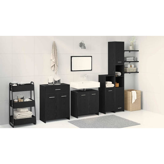 Bathroom Furniture Set 4 pcs Black Oak Engineered Wood