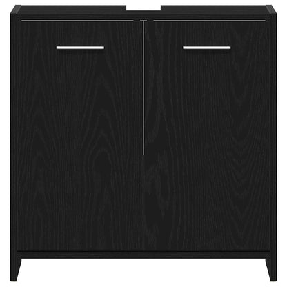 Bathroom Furniture Set 4 pcs Black Oak Engineered Wood