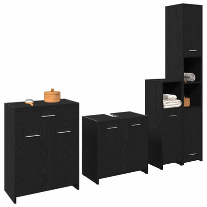 Bathroom Furniture Set 4 pcs Black Oak Engineered Wood