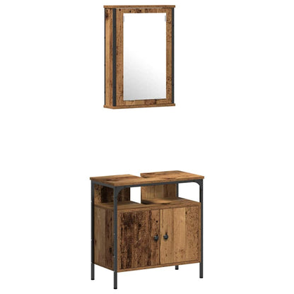 Bathroom Furniture Set 4 pcs Old wood 33 x 33 x 185.5 cm
