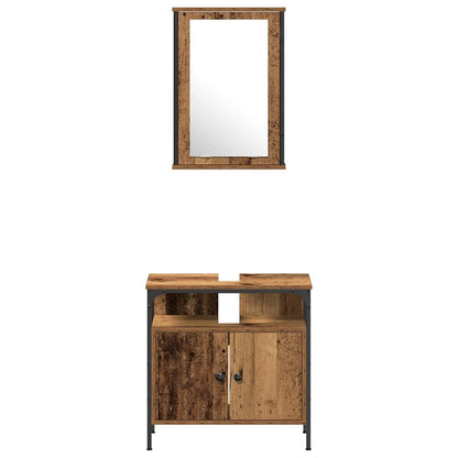 Bathroom Furniture Set 4 pcs Old wood 33 x 33 x 185.5 cm