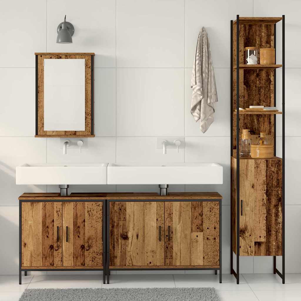 Bathroom Furniture Set with Door 4 pcs Brown 33 x 33 x 185.5 cm