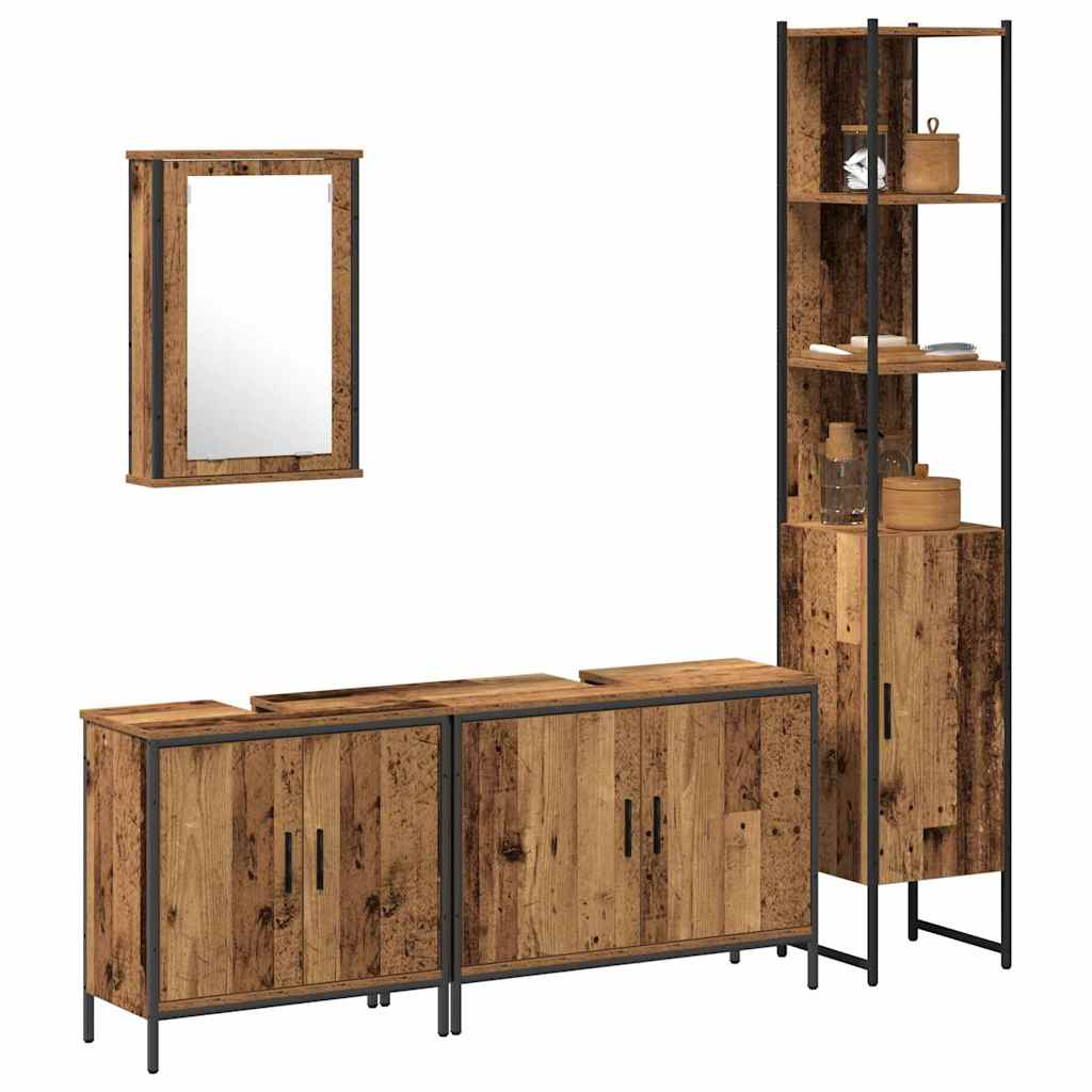 Bathroom Furniture Set with Door 4 pcs Brown 33 x 33 x 185.5 cm