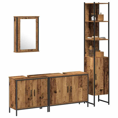 Bathroom Furniture Set with Door 4 pcs Brown 33 x 33 x 185.5 cm