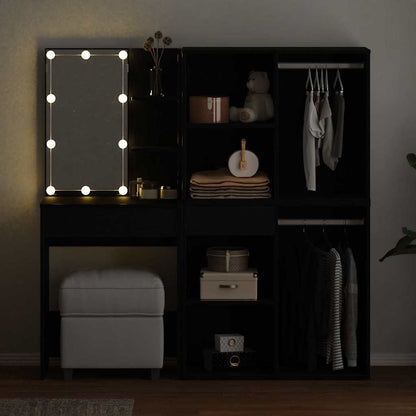 LED Dressing Table Black oak 140 x 40 x 140 cm Engineered Wood