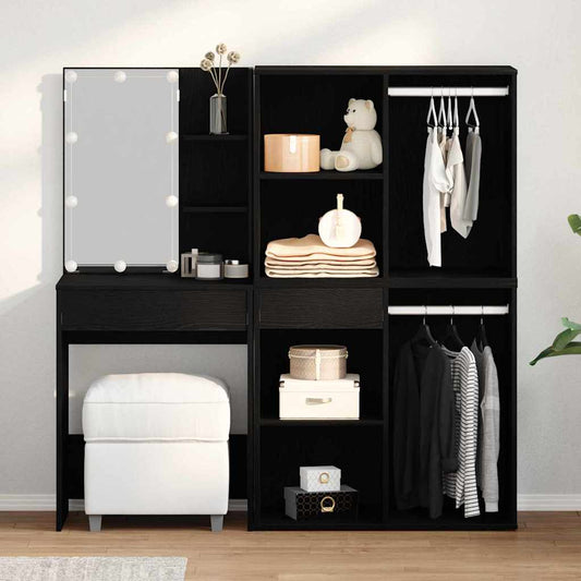 LED Dressing Table Black oak 140 x 40 x 140 cm Engineered Wood