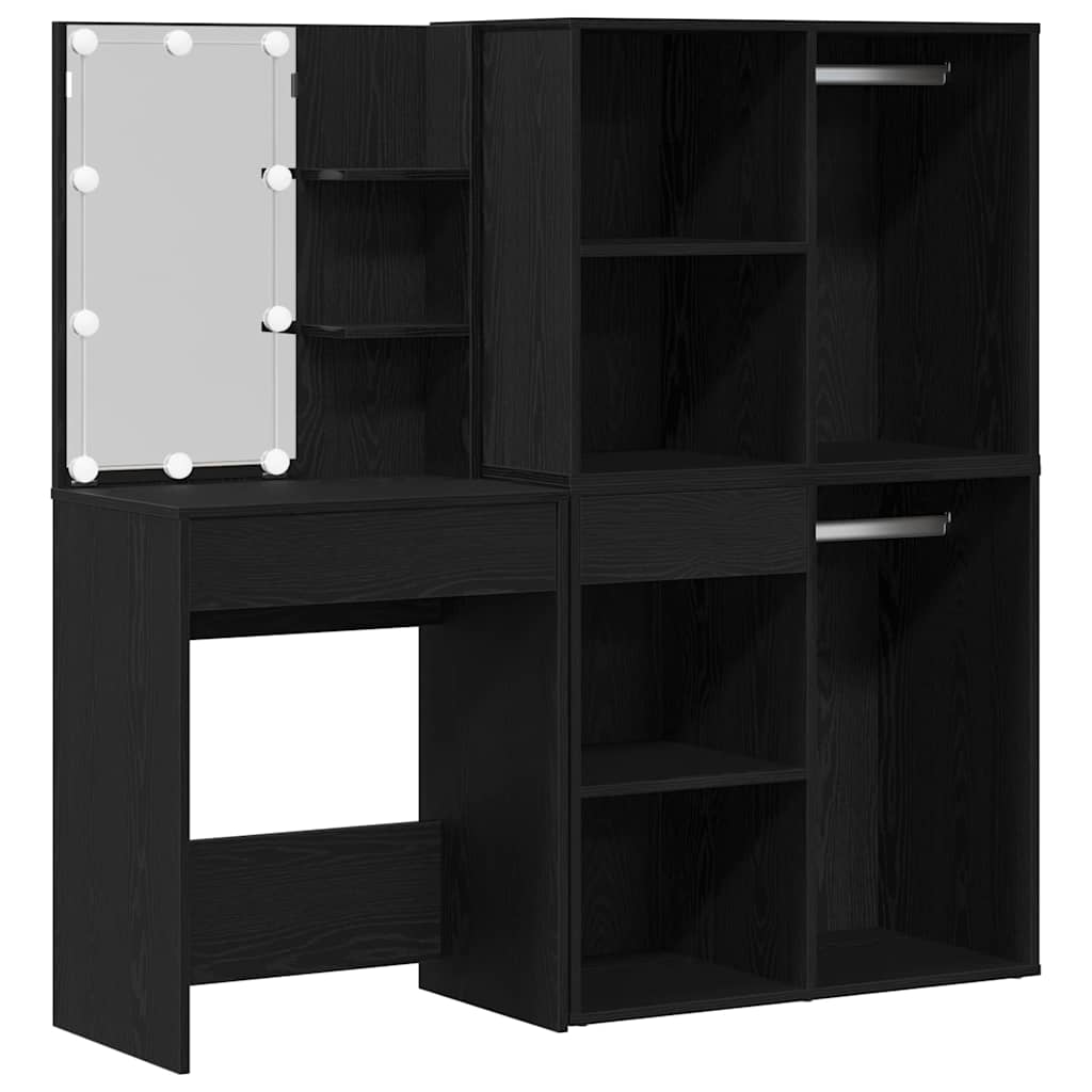 LED Dressing Table Black oak 140 x 40 x 140 cm Engineered Wood