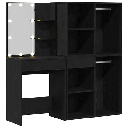 LED Dressing Table Black oak 140 x 40 x 140 cm Engineered Wood