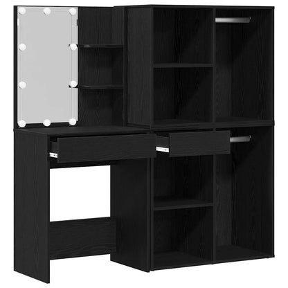 LED Dressing Table Black oak 140 x 40 x 140 cm Engineered Wood