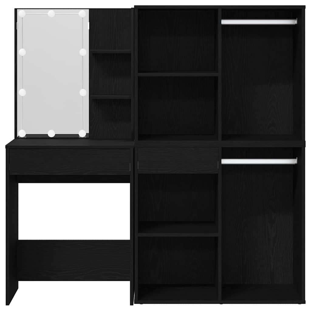 LED Dressing Table Black oak 140 x 40 x 140 cm Engineered Wood