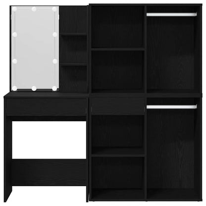 LED Dressing Table Black oak 140 x 40 x 140 cm Engineered Wood