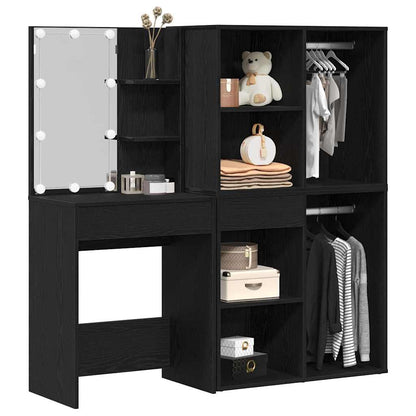 LED Dressing Table Black oak 140 x 40 x 140 cm Engineered Wood