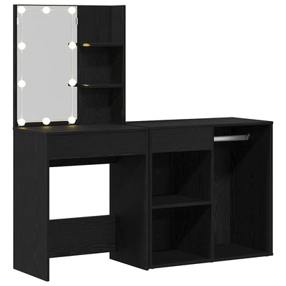 LED Dressing Table Black oak 140 x 40 x 140 cm Engineered Wood