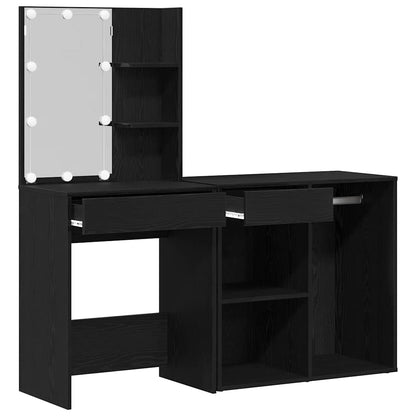 LED Dressing Table Black oak 140 x 40 x 140 cm Engineered Wood