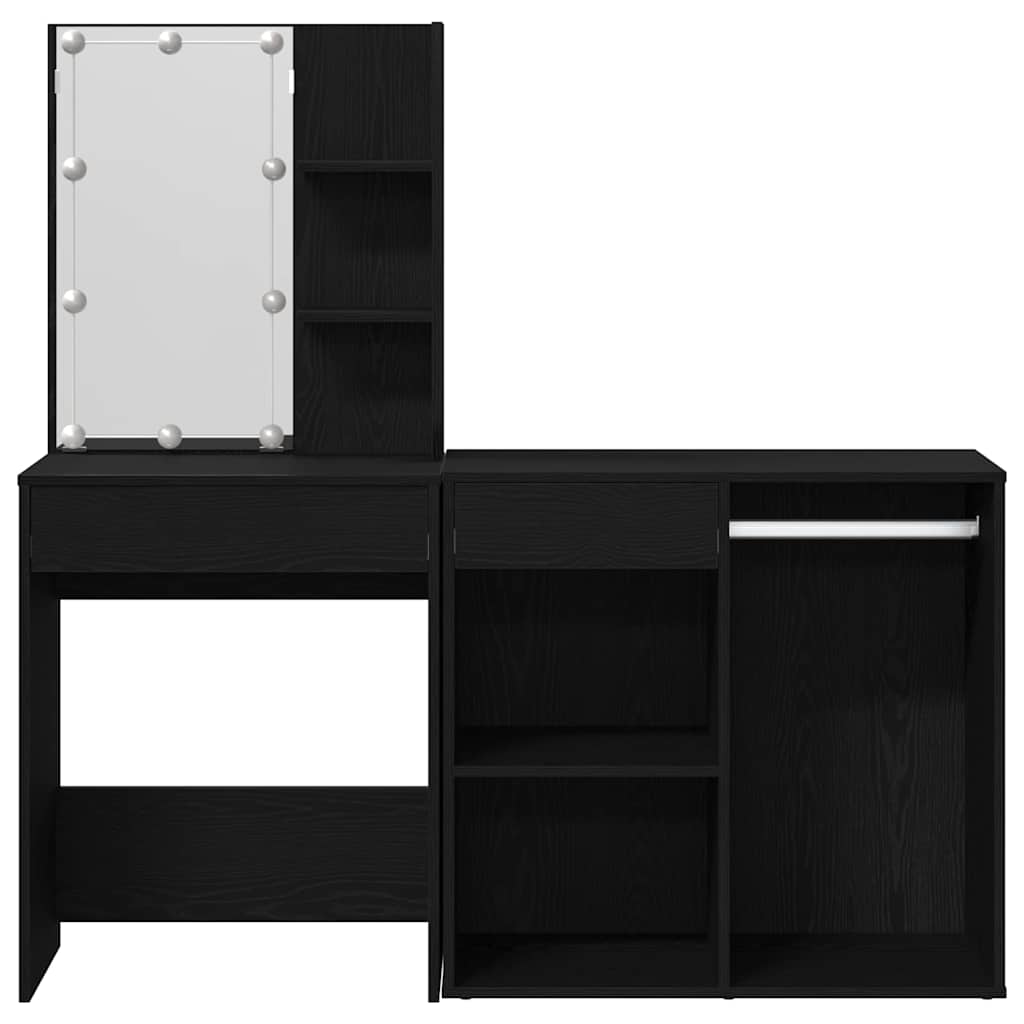 LED Dressing Table Black oak 140 x 40 x 140 cm Engineered Wood