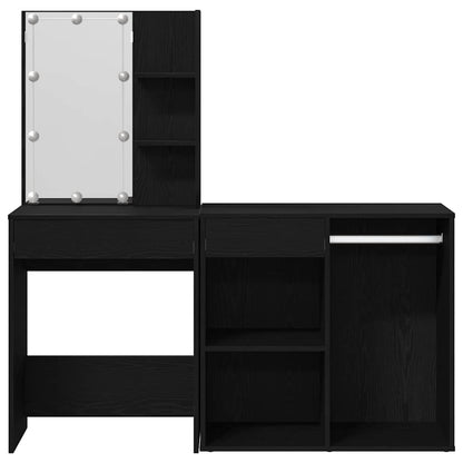 LED Dressing Table Black oak 140 x 40 x 140 cm Engineered Wood