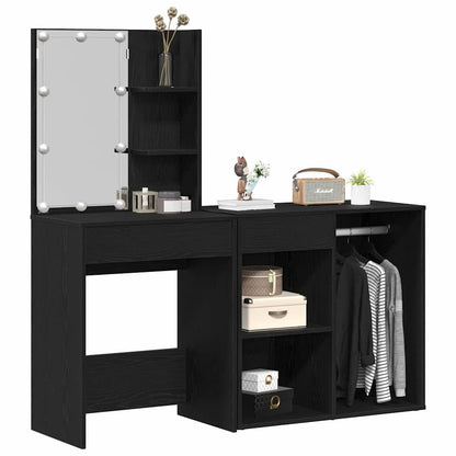 LED Dressing Table Black oak 140 x 40 x 140 cm Engineered Wood