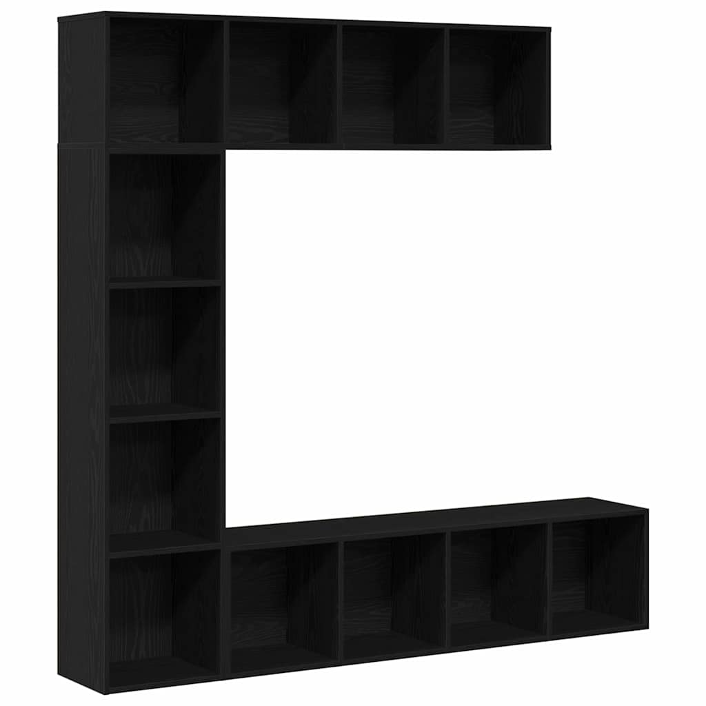 Book Cabinet 3 pcs Black Oak 36 x 30 x 143 cm Engineered Wood